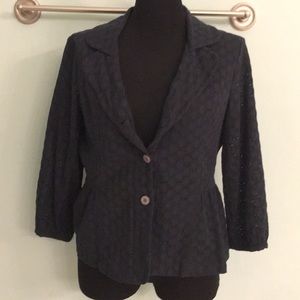 Tria Navy Eyelet Peplum Jacket